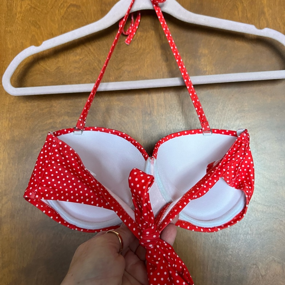 Dollcake Red and White Polka Dot Ruffled Bikini - Picture 3 of 6